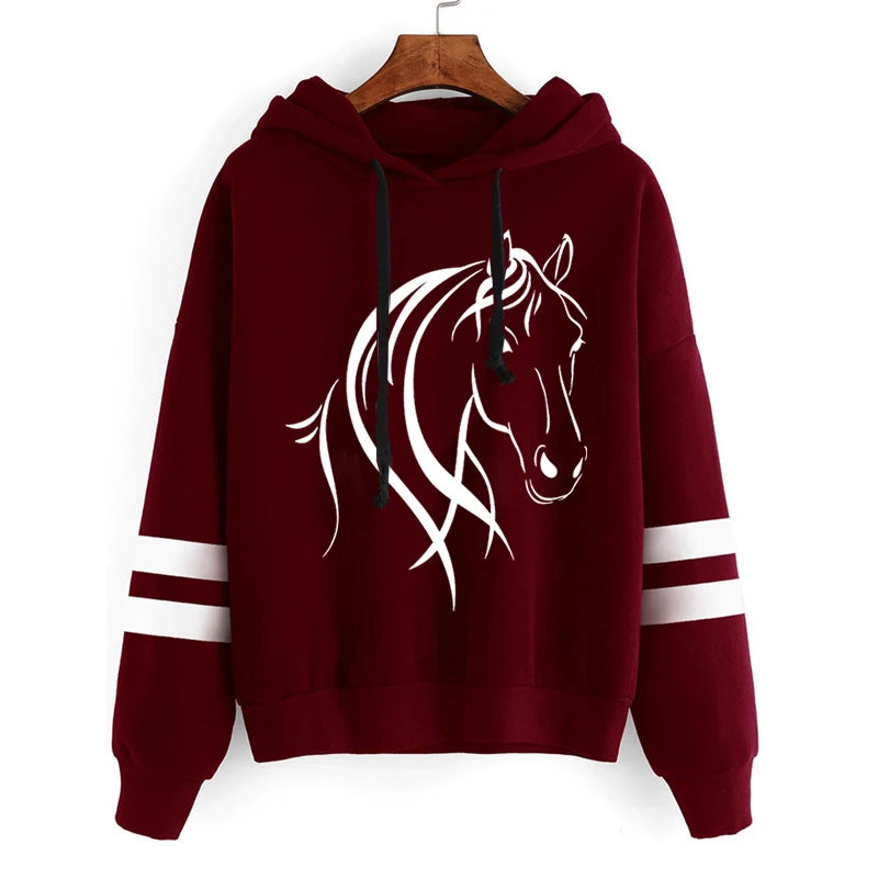 Women’s Horse Graphic Sweatshirt – Long Sleeve Pullover Sweater | High Street Casual Streetwear Fashion