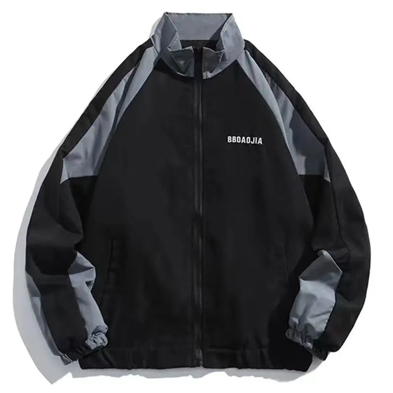 Men’s Reflective Striped Windbreaker Jacket – Hip Hop Streetwear Zip-Up Harajuku Sports Coat