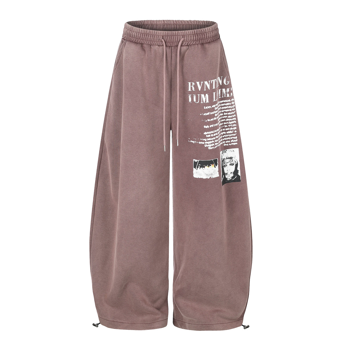 Unisex Retro Letter Print Wide-Leg Trousers – Loose Fit Casual Streetwear Pants