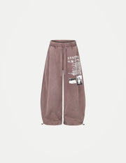 Unisex Retro Letter Print Wide-Leg Trousers – Loose Fit Casual Streetwear Pants