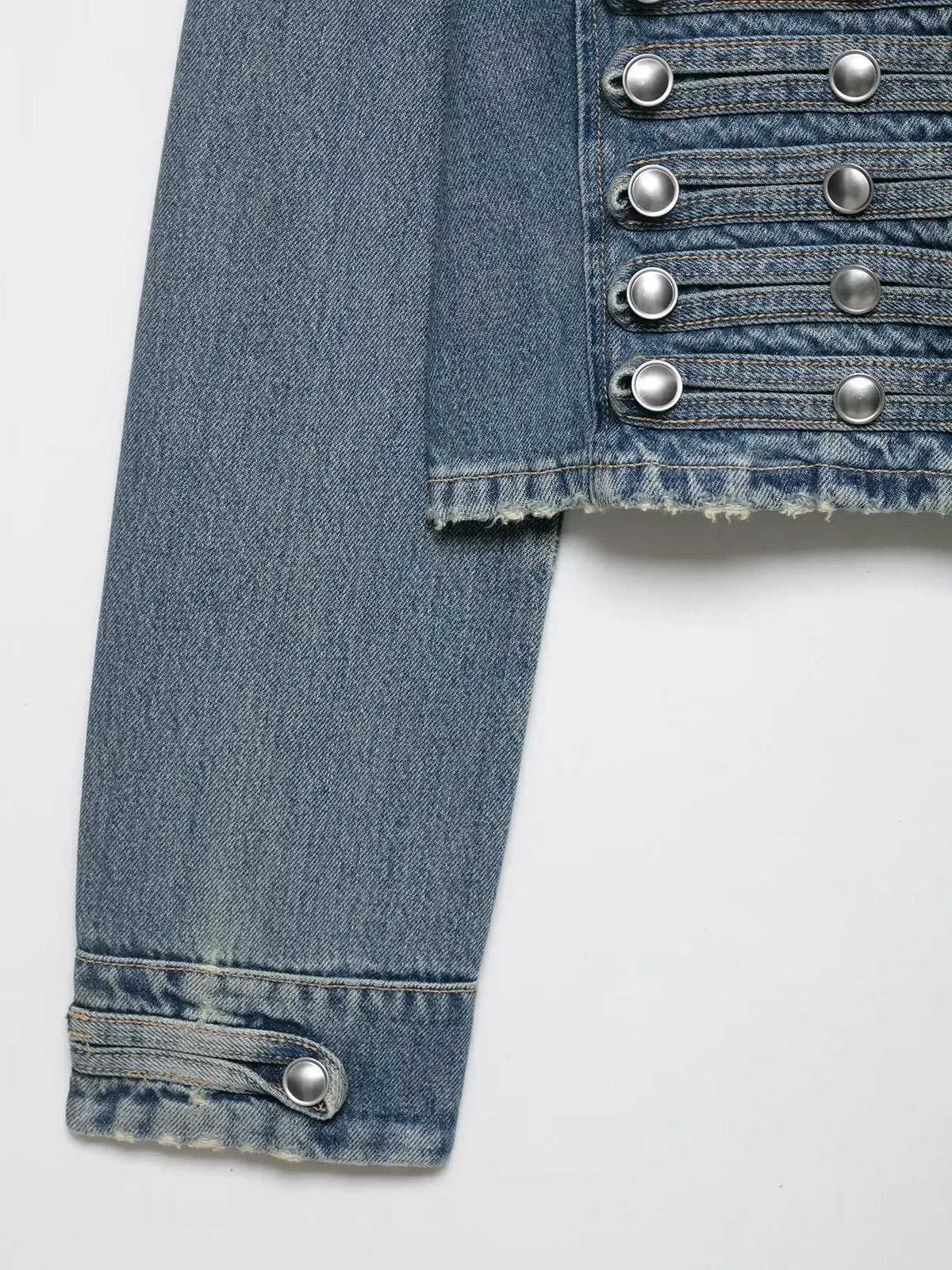 Women’s Vintage Denim Jacket – Double-Breasted Stand Collar Y2K Streetwear Coat