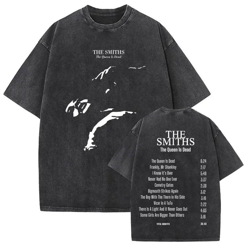 Unisex The Smiths Graphic T-Shirt – Funny Cat Retro Washed Tee | 1980s Indie Rock Vintage Streetwear