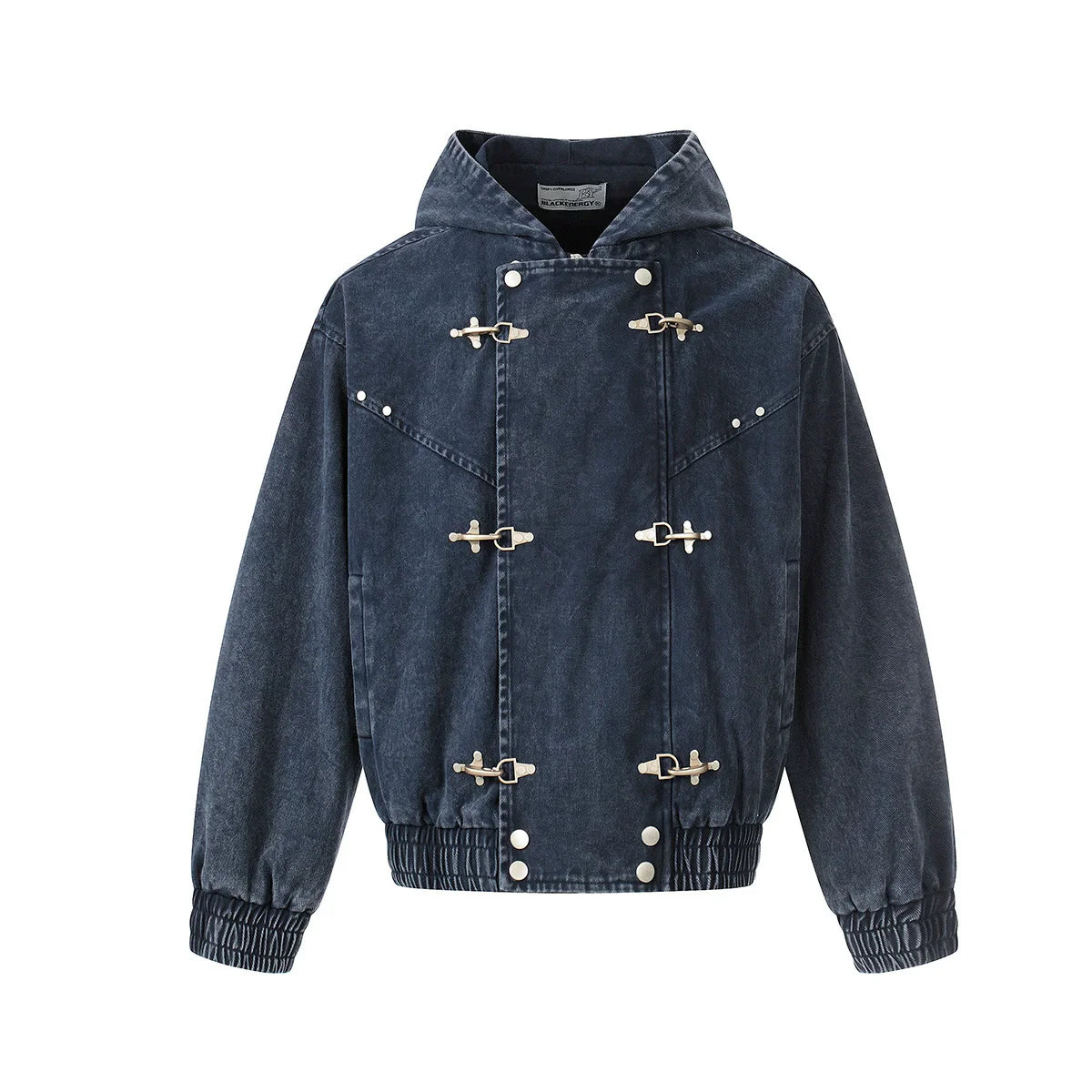 Men’s Vintage Washed Denim Jacket – Y2K Grunge Hooded Coat, Loose-Fit Hip Hop High Street Streetwear