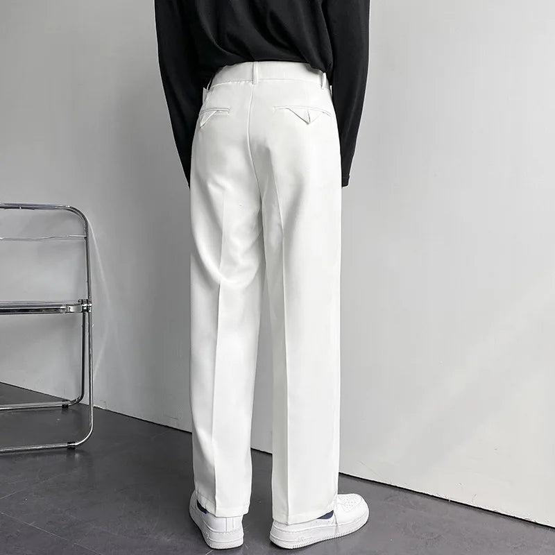 Men's Korean Drape Straight Casual Trousers – Loose Fit Smart-Casual Street Suit Pants
