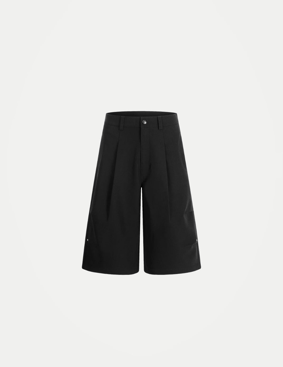 Men’s Retro Pleated Rivet Shorts – Baggy Wide-Leg Solid Color Casual Pants | Streetwear