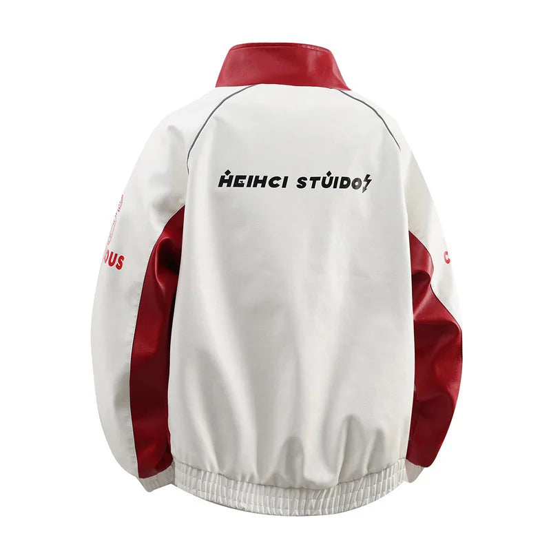 Men’s Retro PU Leather Jacket – Loose Fit Motorcycle Style Casual Jacket