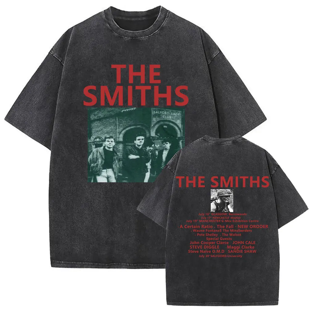 Unisex The Smiths Graphic T-Shirt – Funny Cat Retro Washed Tee | 1980s Indie Rock Vintage Streetwear
