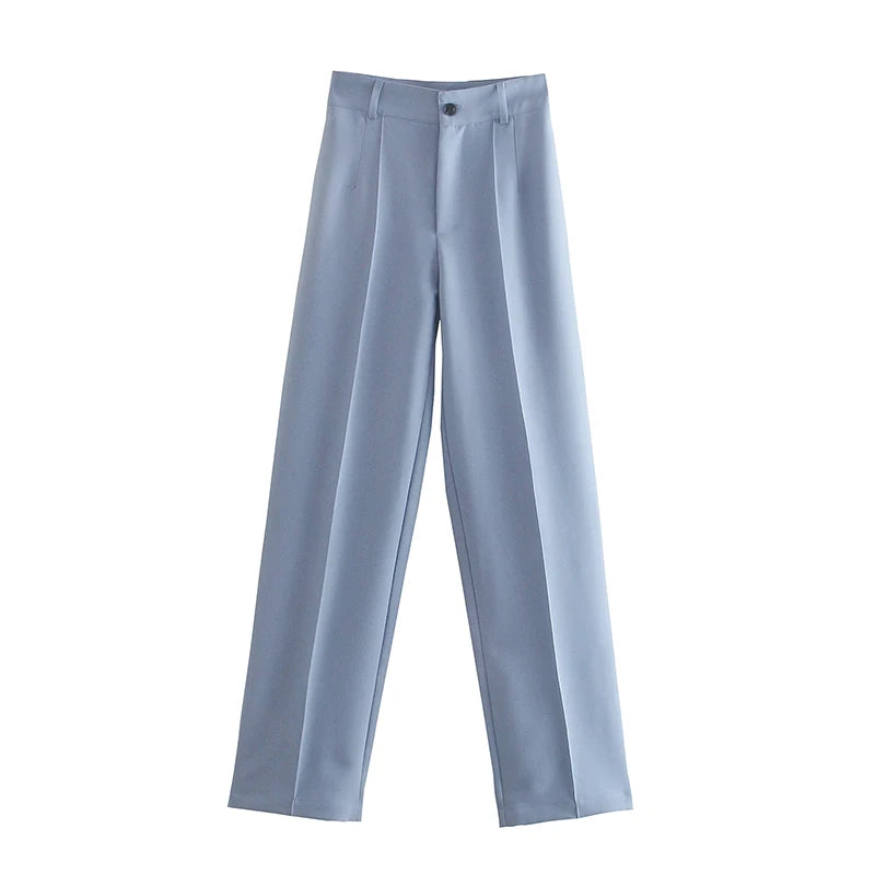Women’s High-Waist Straight-Leg Trousers – Vintage Office Pants with Zipper Fly | Chic Casual Workwear