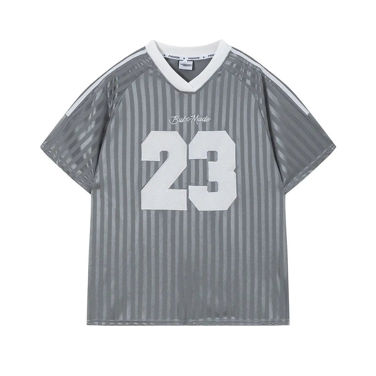 American Sports No.23 Unisex T-Shirt – V-Neck Striped Graphic Loose Fit Top