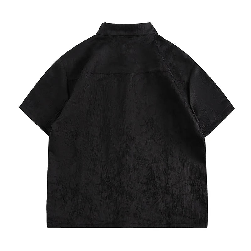Men’s Chinese Embroidered Shirt – Stand Collar Tang-Inspired Short-Sleeve Top | Modern Traditional Summer Style