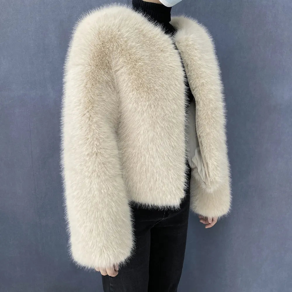 Women’s Luxury Faux Fur Jacket – Fluffy Short Winter Coat, Chic Street Fashion Outerwear