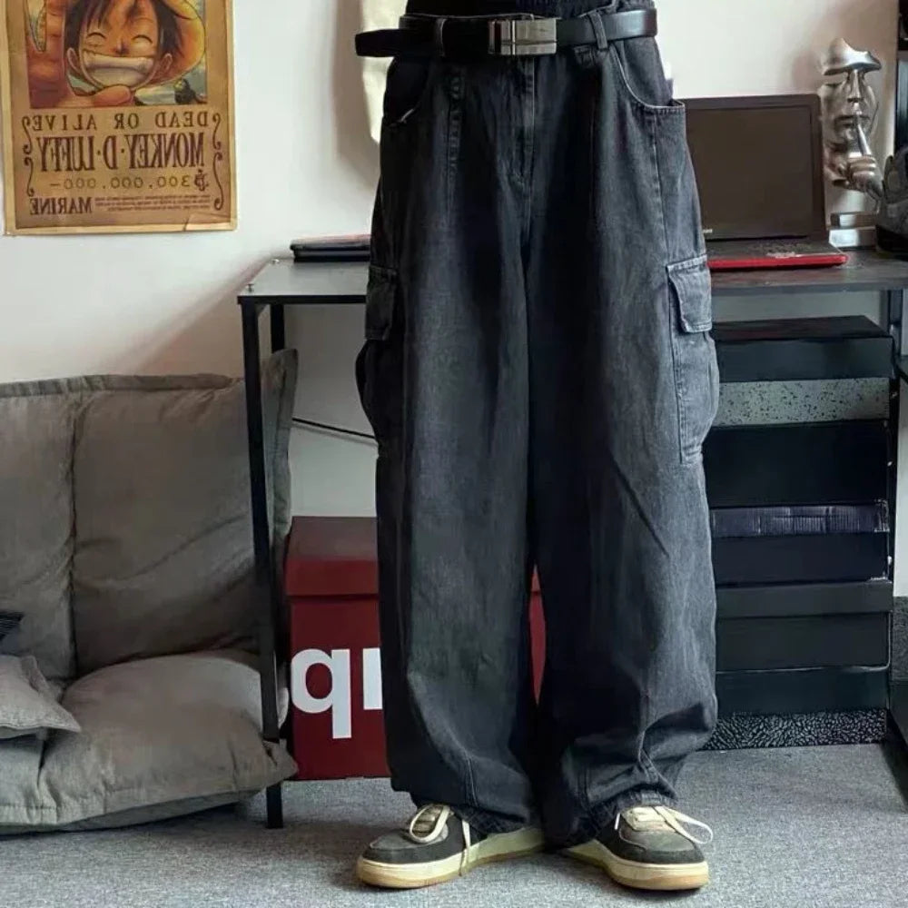 Men's Baggy Harajuku Jeans – Oversized Wide Leg Hip Hop Streetwear Denim