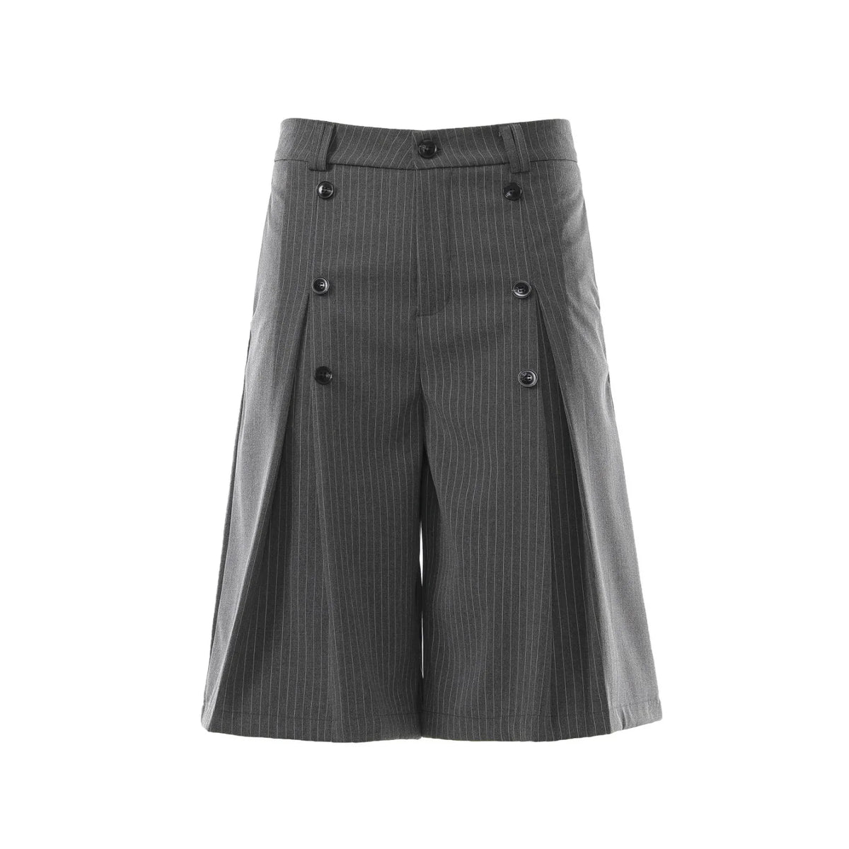 PFHQ Men’s Pinstripe Pleated Shorts – Double-Button A-Line Mid-Length Pants | American Retro Streetwear