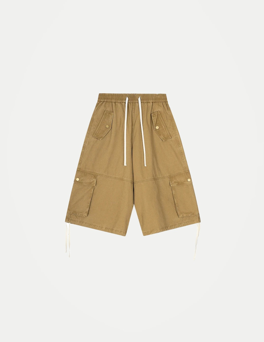 Unisex Wide-Leg Cargo Pants – Washed Cotton Baggy Calf-Length Streetwear Trousers