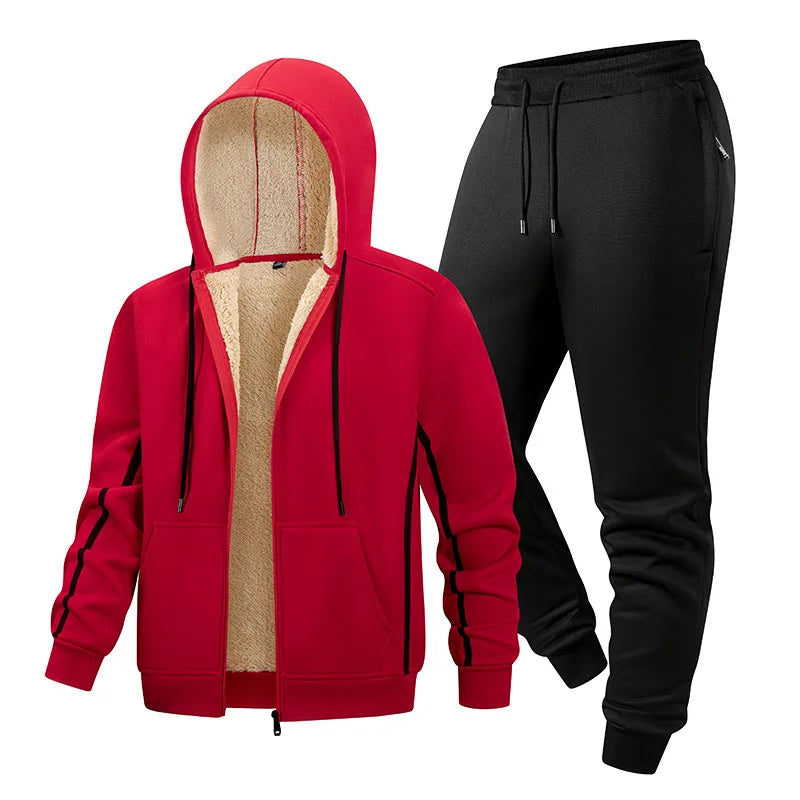 Men’s Winter Running Set – Warm Windbreaker Jacket & Pants