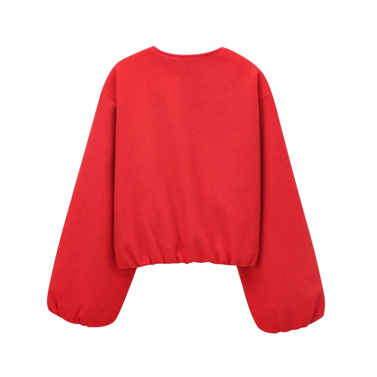 MUJER Women’s Red Cropped Bomber Jacket – Soft Zip-Up Sports Coat