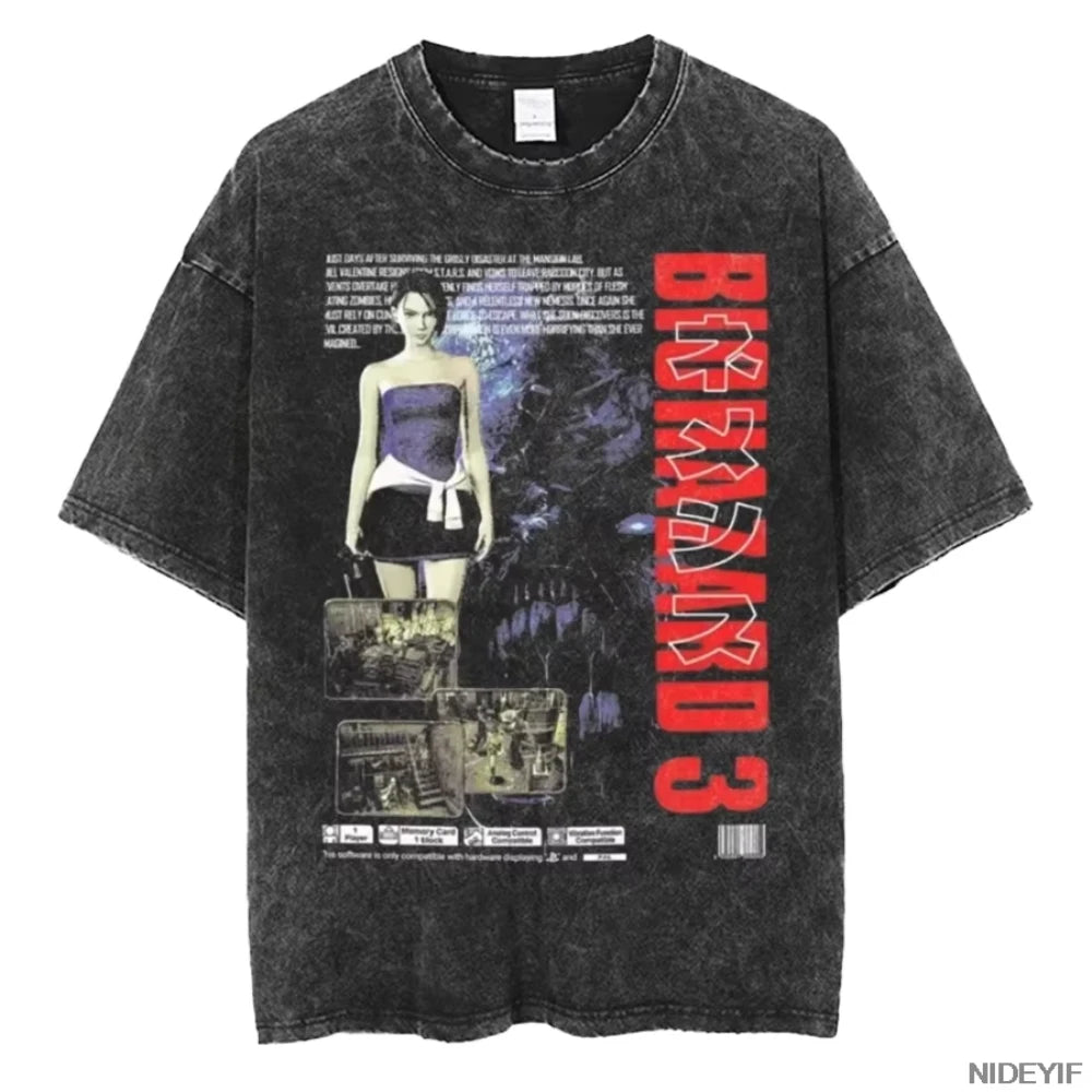 Unisex Leon Kennedy Graphic T-Shirt – Oversized Short-Sleeve Tee | Retro Biohazard-Inspired Fan Streetwear