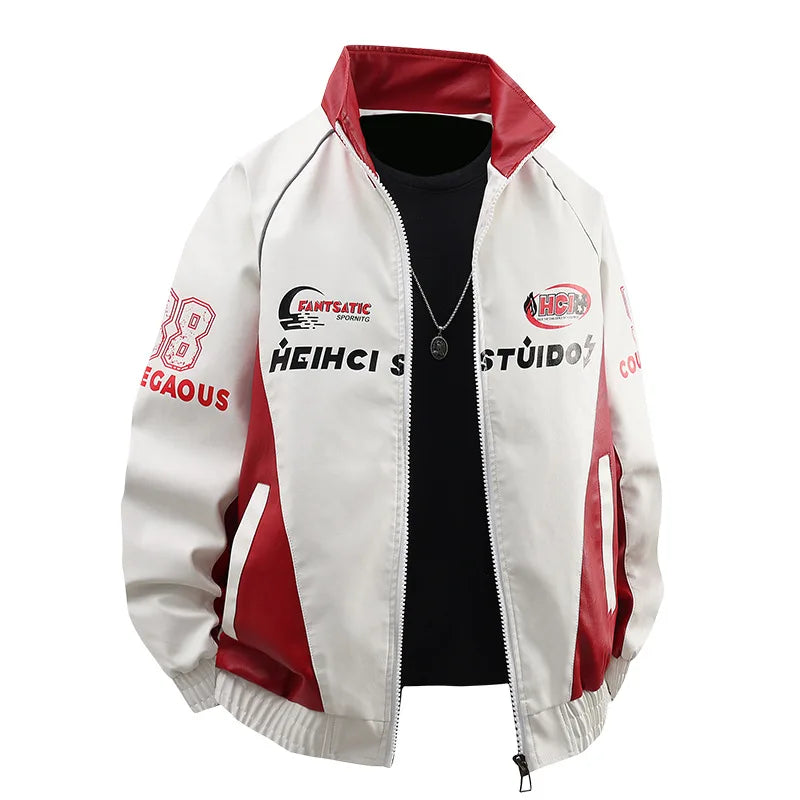 Men’s Retro PU Leather Jacket – Loose Fit Motorcycle Style Casual Jacket