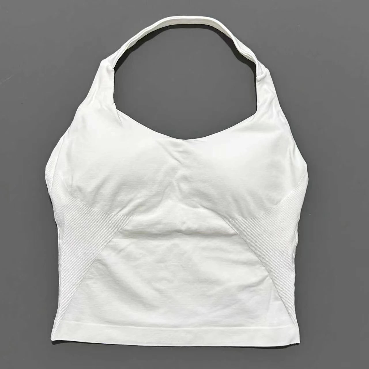 Women's Seamless Halterneck Longline Sports Tank Top – Ruched Gym Activewear