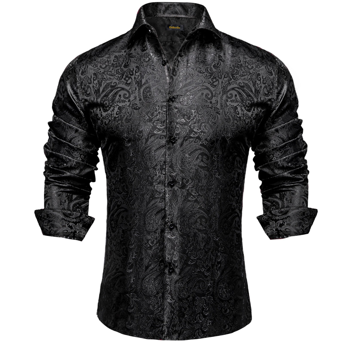 Men’s Paisley Dress Shirt – Long Sleeve Turn-Down Collar Formal Shirt