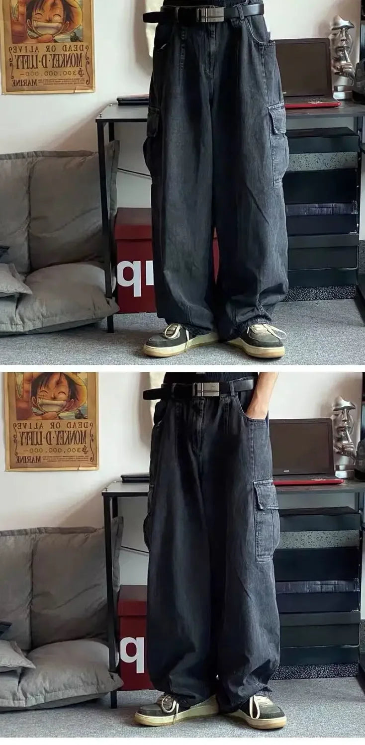 Men's Baggy Harajuku Jeans – Oversized Wide Leg Hip Hop Streetwear Denim