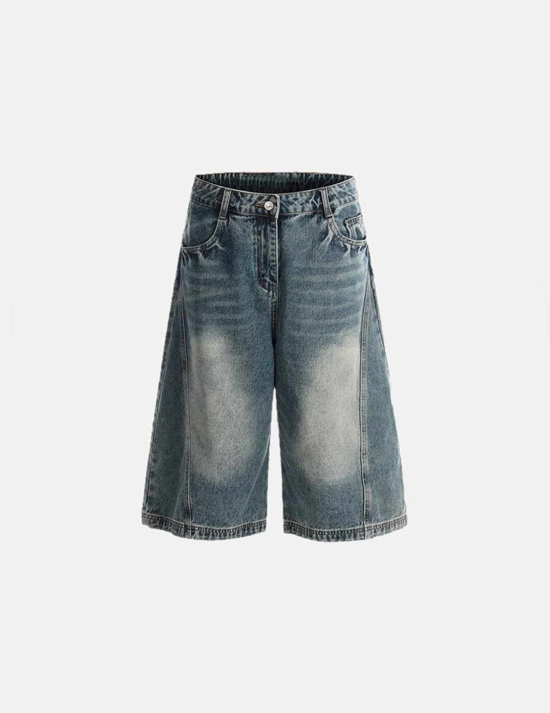Men’s American Style Lightning Print Denim Shorts – Loose Straight-Leg Summer Jeans, Casual Wide-Leg Streetwear