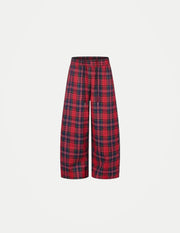 IEFB Men’s Red Plaid Trousers – Loose Fit Drawstring Pants | High-Street Style