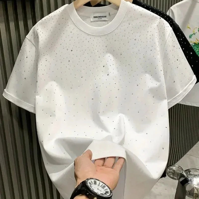 Men's Luxury Diamond Print T-Shirt – High-End Streetwear Fashion Tee