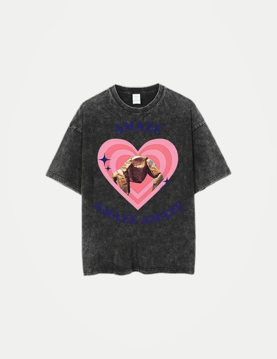 Unisex Retro Heart Graphic T-Shirt – Vintage Washed Cotton Tee | Casual Streetwear O-Neck Summer Top