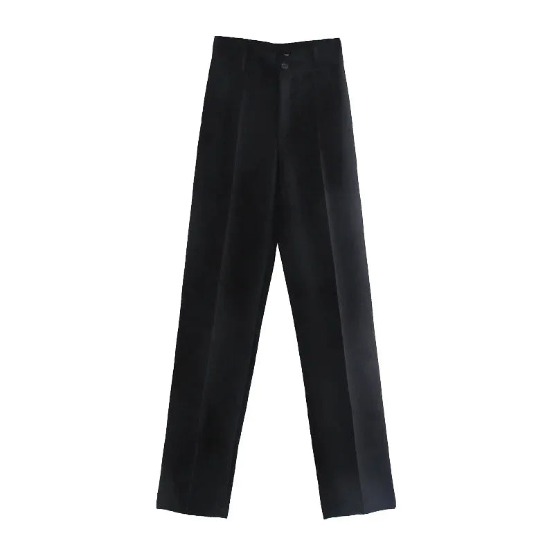 Women’s High-Waist Straight-Leg Trousers – Vintage Office Pants with Zipper Fly | Chic Casual Workwear