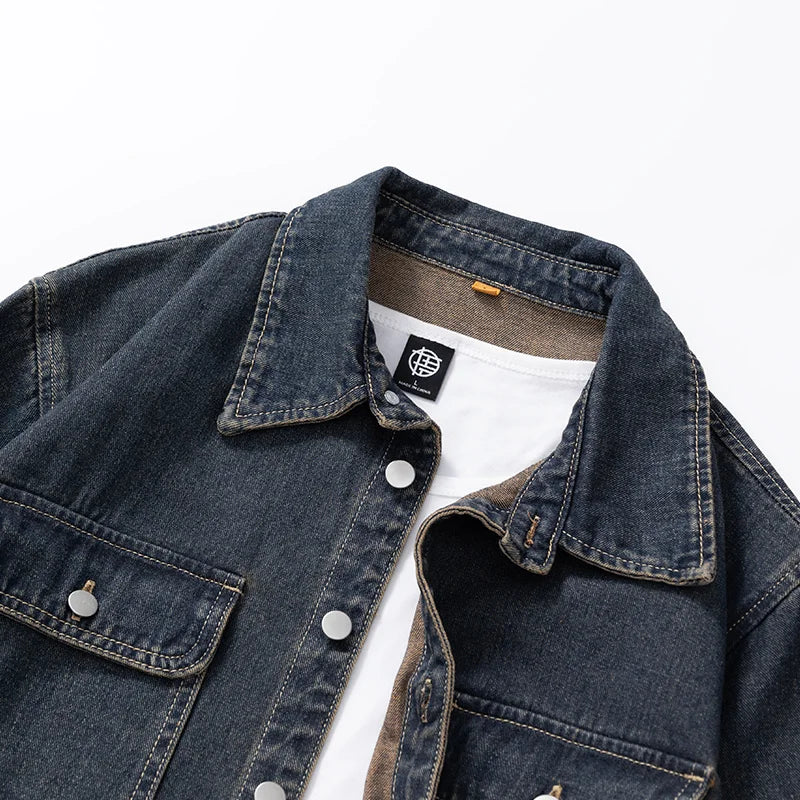 Men’s Loose Fit Denim Shirt – Solid Color Casual Overshirt | Versatile Everyday Wear