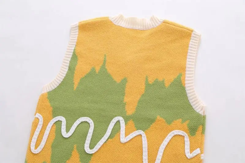 Wavy Color Block Knitted Sweater