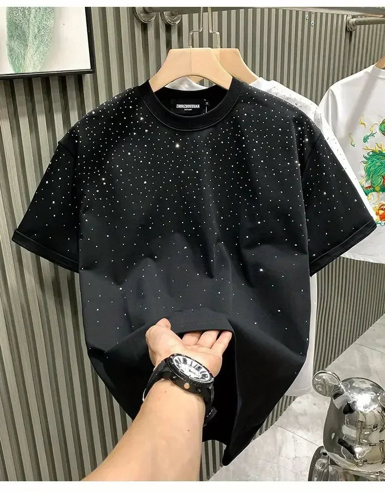 Men's Luxury Diamond Print T-Shirt – High-End Streetwear Fashion Tee
