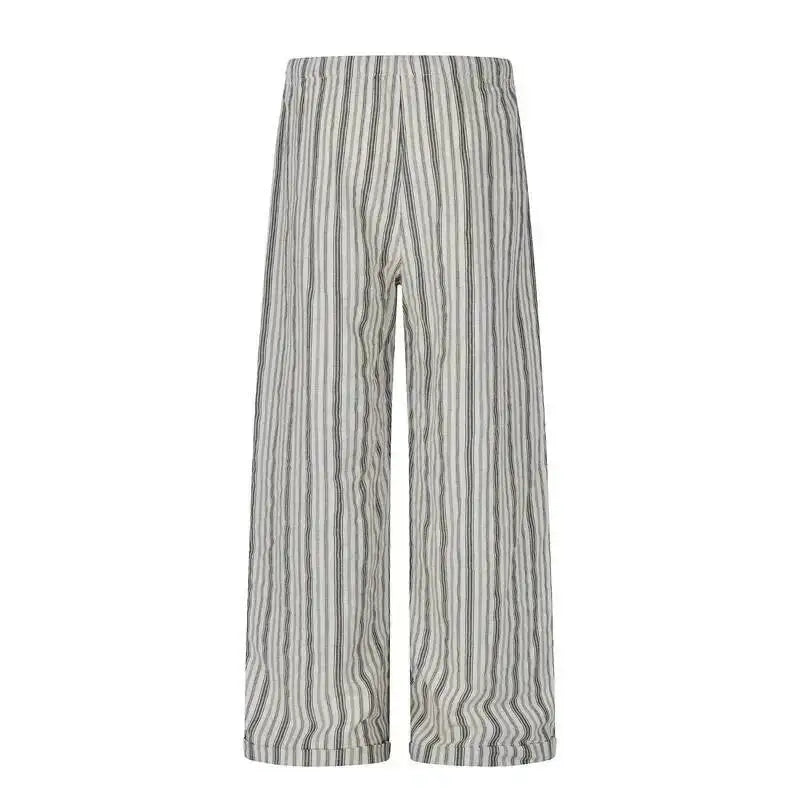 IEFB Men’s Textured Wide-Leg Trousers – Relaxed Striped Drapey Casual Pants | High-Street Style