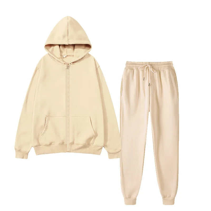 Unisex Winter Sportswear Set – Warm Hooded Zipper