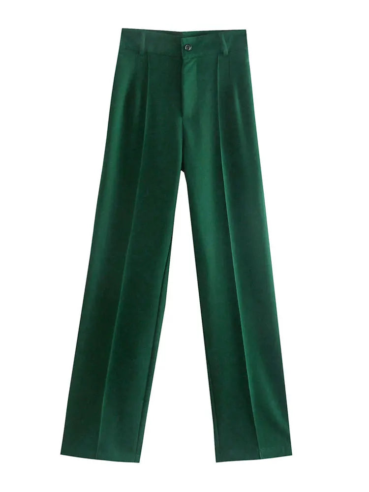 Women’s High-Waist Straight-Leg Trousers – Vintage Office Pants with Zipper Fly | Chic Casual Workwear