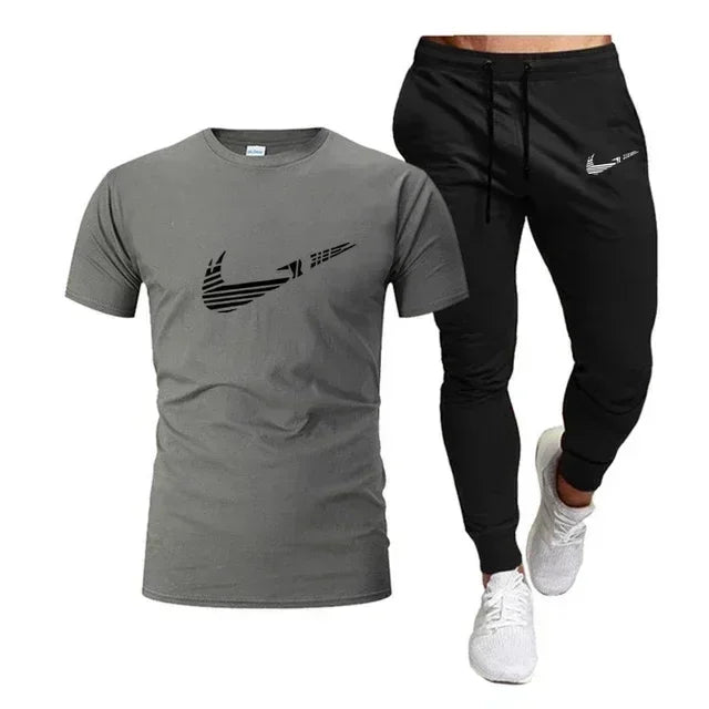 Men's Sports T-Shirt & Pants Set – 2 Piece Breathable Jogging Suit