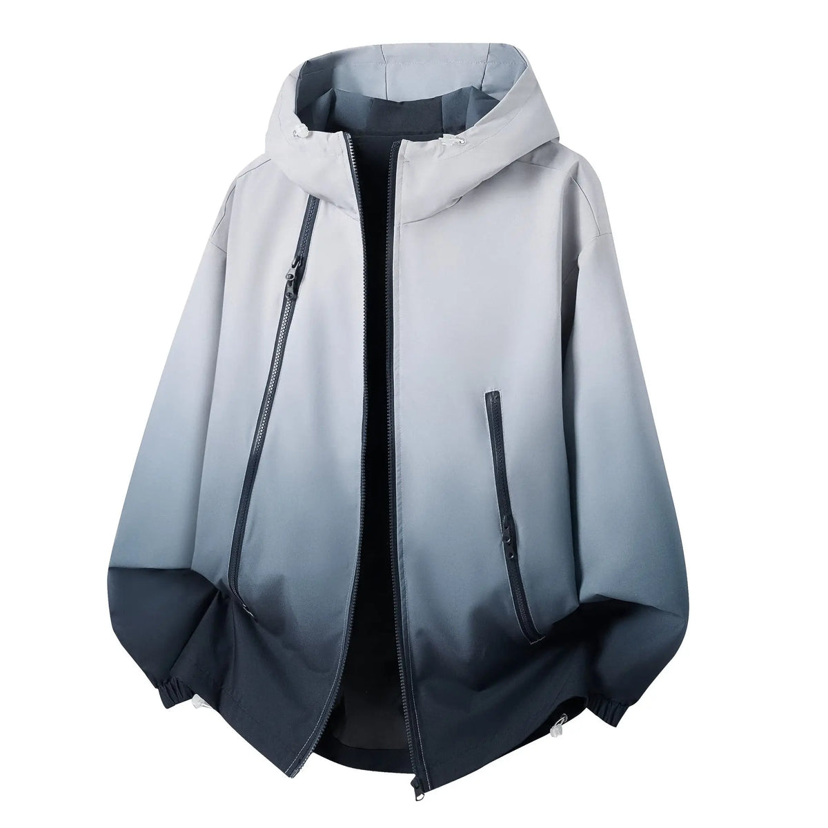Unisex Gradient Hooded Windbreaker Jacket – Loose-Fit Waterproof & Windproof Outdoor Casual Coat