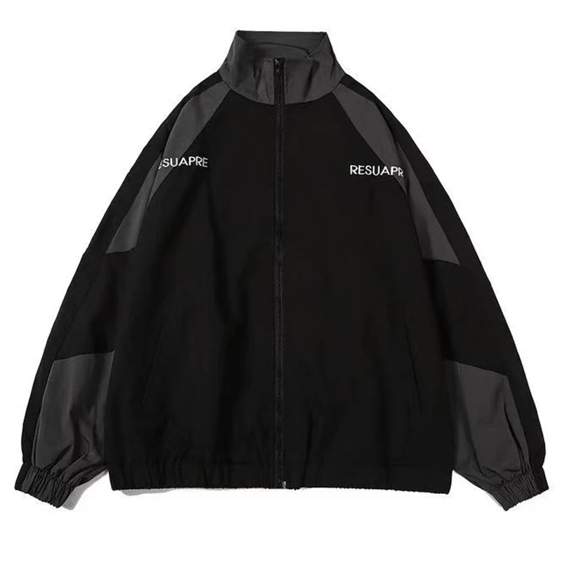 Men’s Reflective Striped Windbreaker Jacket – Hip Hop Streetwear Zip-Up Harajuku Sports Coat