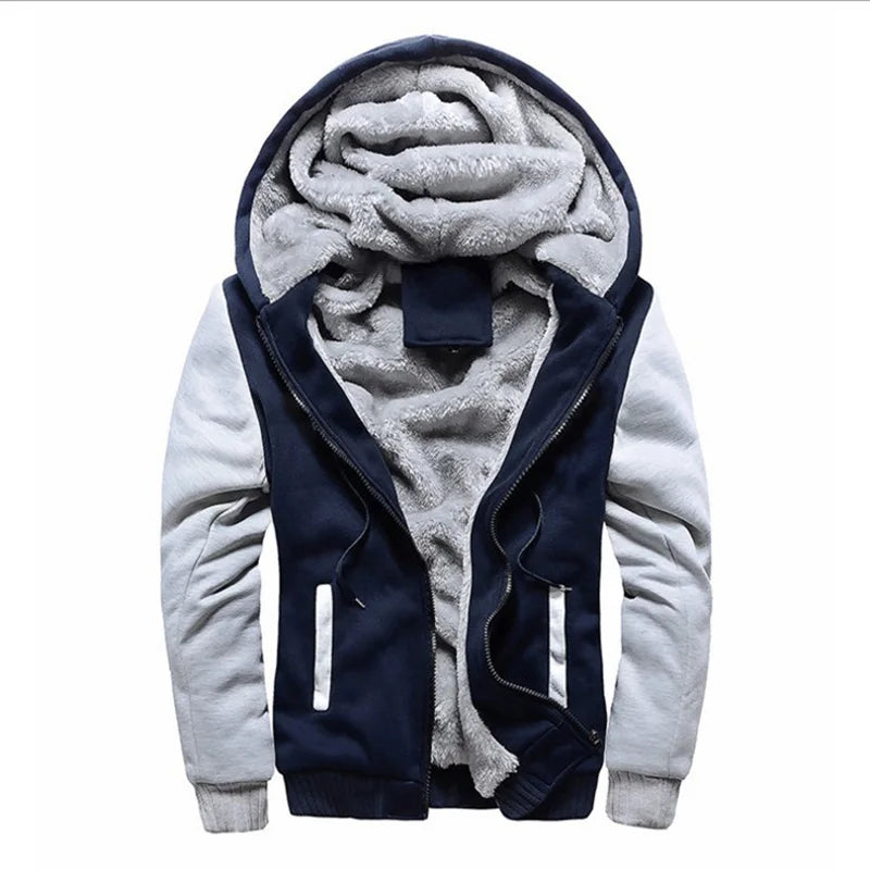 Men’s Winter Fleece Hoodie Jacket – Thick Warm Zipper Coat