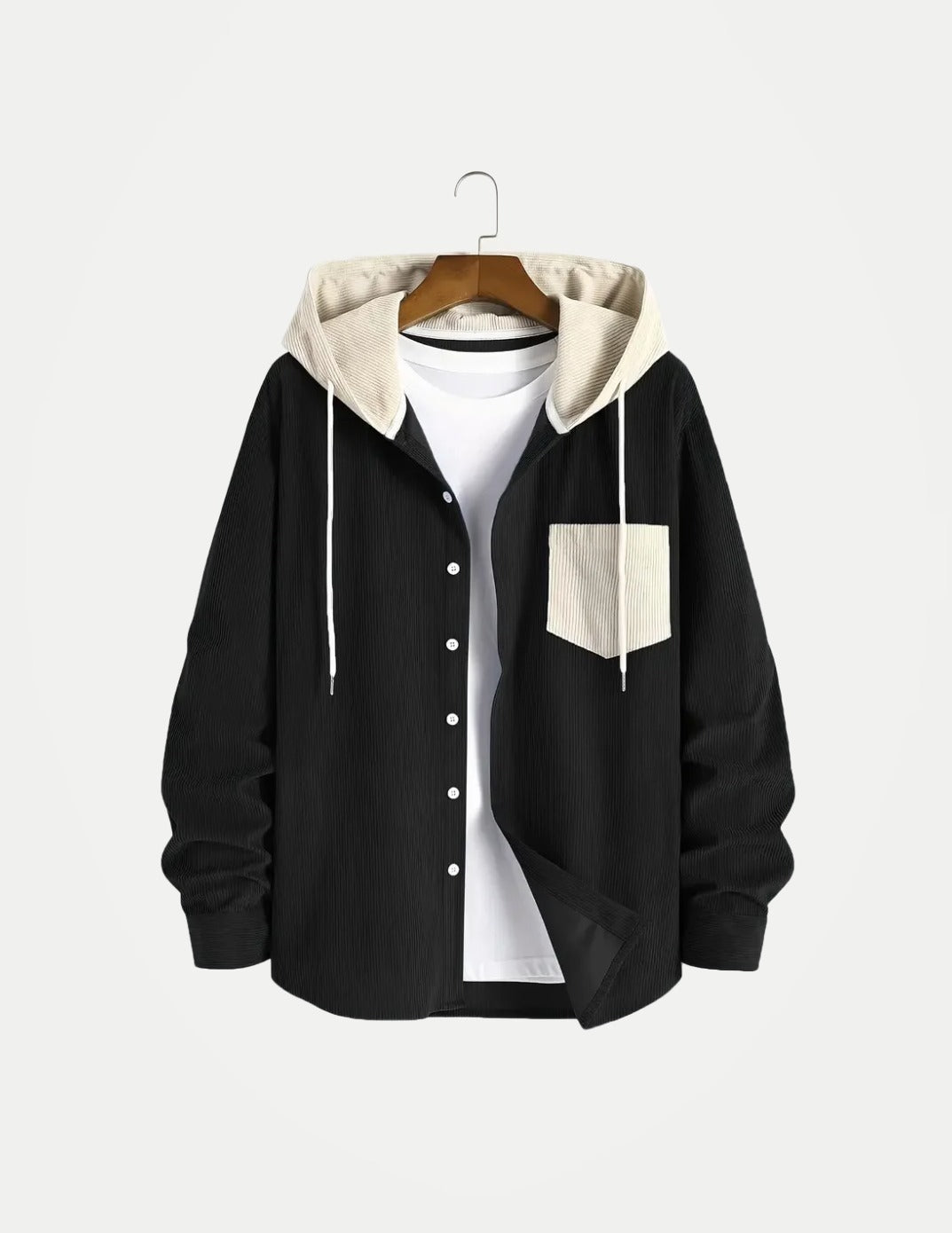 Men’s Corduroy Hooded Jacket – Casual Zip-Up Spring & Autumn Outerwear, Comfortable Everyday Commuting Coat