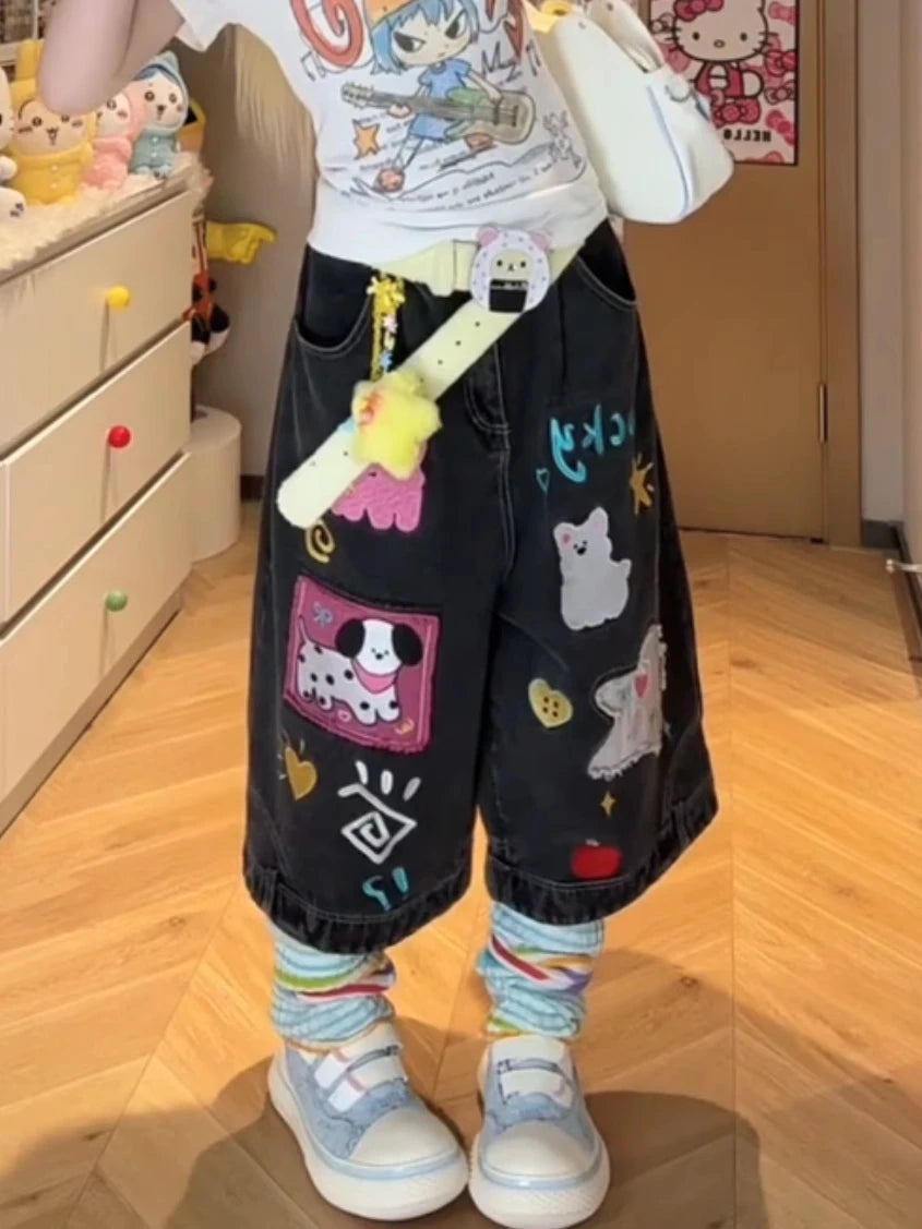 Women's Y2K Grunge Harajuku Denim Shorts – Korean Kpop 2000s Streetwear Jorts