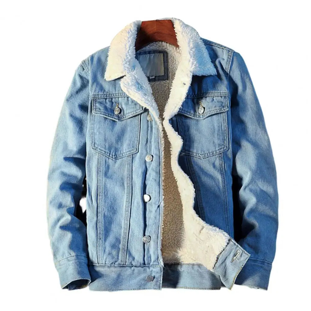 Men's Winter Fleece-Lined Denim Jacket – Thicken Warm Velvet Inner Coat