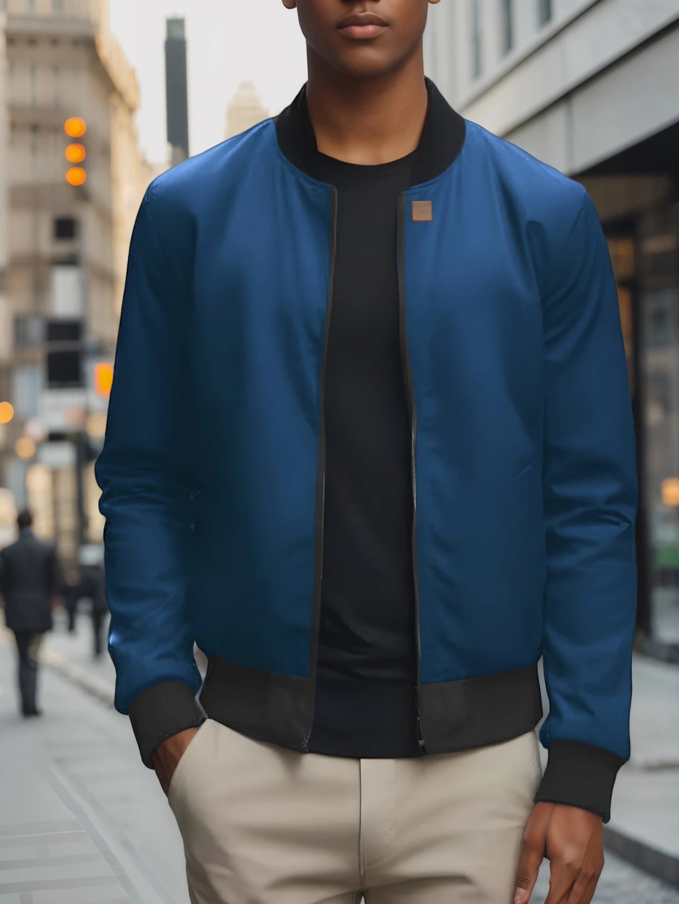 Men's Baseball Collar Solid Colour Jacket – Lightweight Business-Casual Short Coat for Spring & Autumn