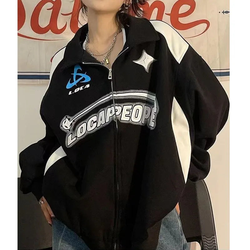 Women Y2K Oversized Sweatshirts Retro Korean Letter Print