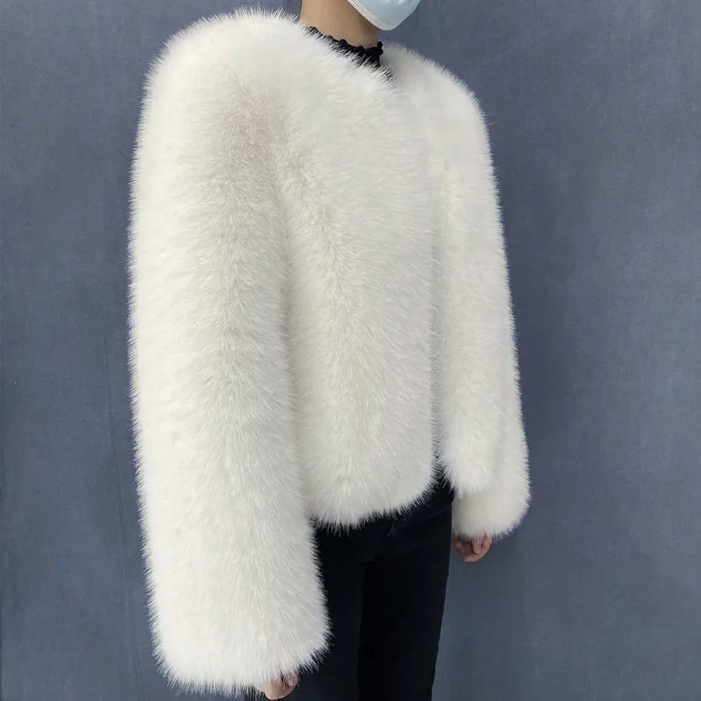 Women’s Luxury Faux Fur Jacket – Fluffy Short Winter Coat, Chic Street Fashion Outerwear