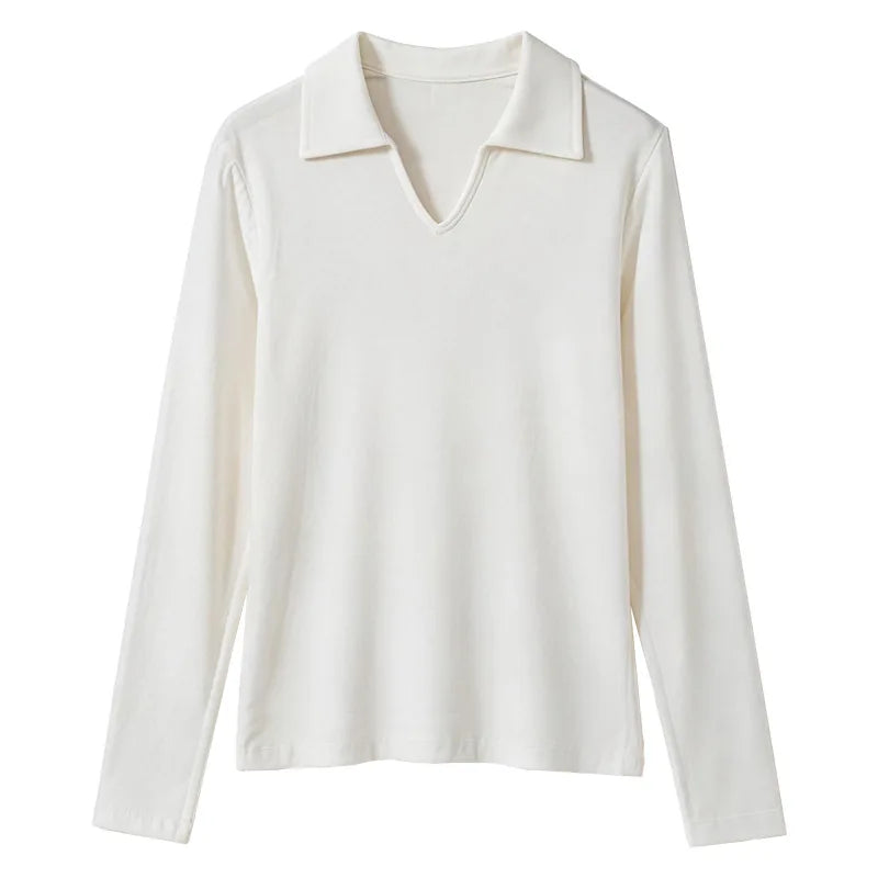 Women’s Striped Polo Shirt – Slim Fit Long Sleeve Y2K Casual Top