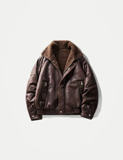 Men’s Faux Fur-Lined Leather Jacket – Warm Motorcycle-Inspired Coat | Vintage Loose-Fit Winter Streetwear Outerwearja