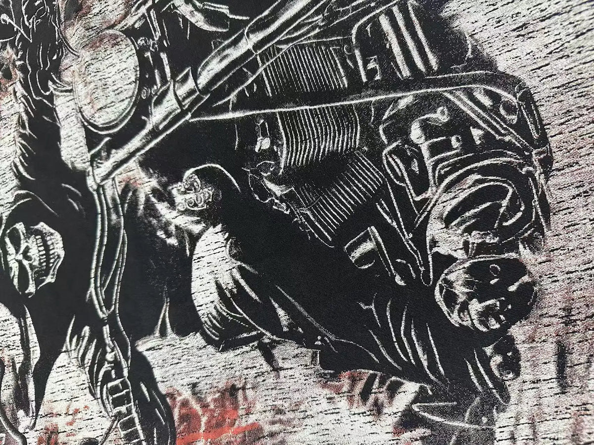 Men’s Skull Motocross T-Shirt – Vintage Washed Cotton Streetwear Tees