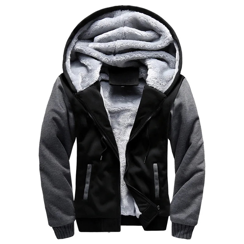 Men’s Winter Fleece Hoodie Jacket – Thick Warm Zipper Coat